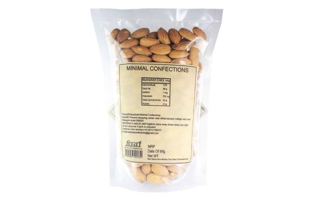 Minimal California Almonds    Pack  500 grams